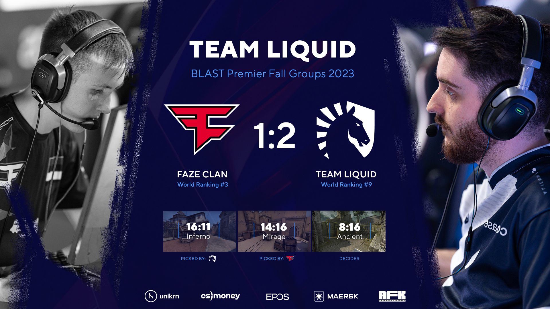 FaZe Clan se marcha al loser bracket de la BLAST Premier Fall Groups