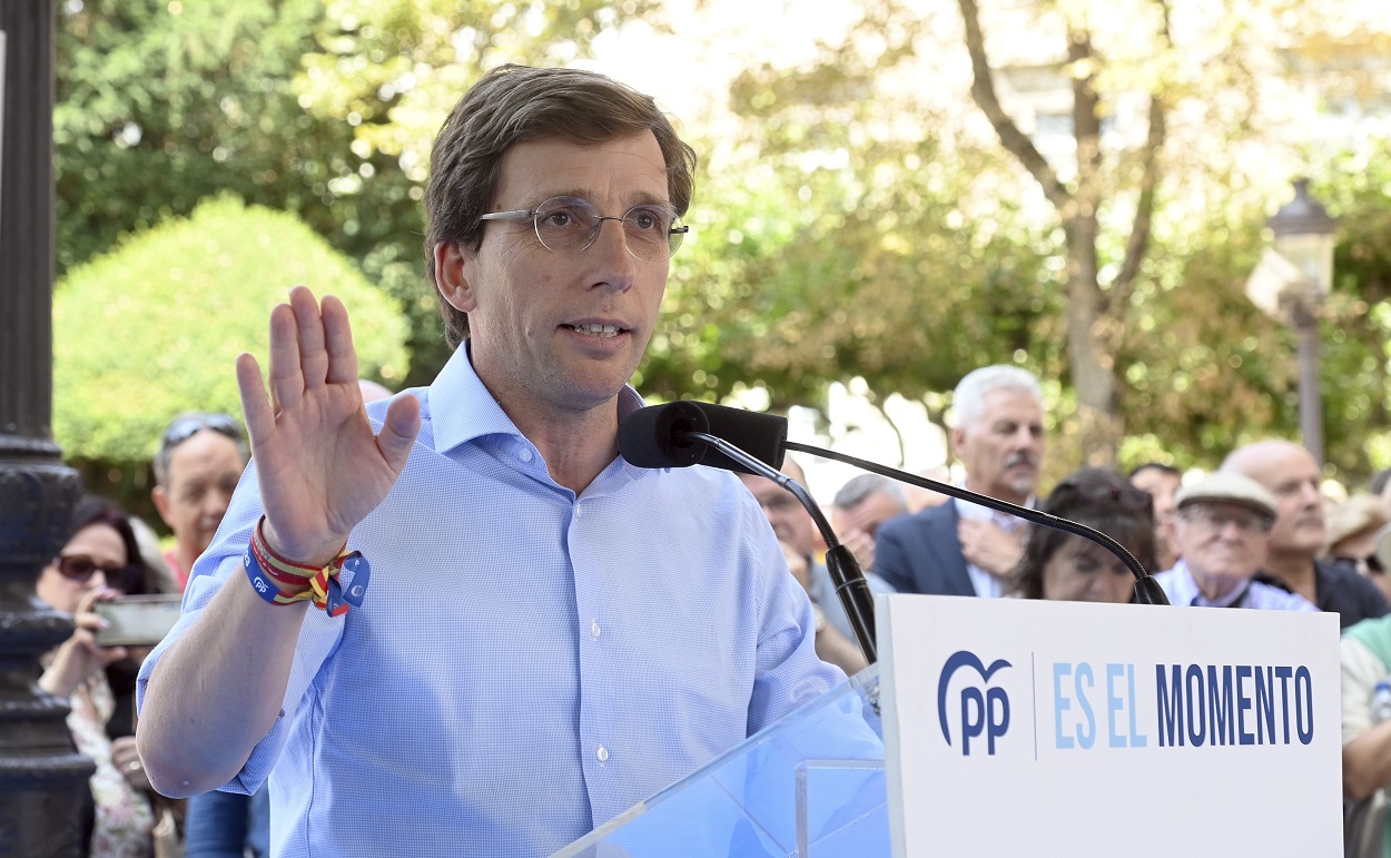 El alcalde de Madrid, José Luis Martínez Almeida, en una imagen de archivo durante la campaña electoral. EP.