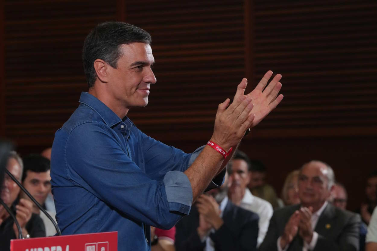 El presidente del Gobierno, Pedro Sánchez, durante la campaña electoral. EP