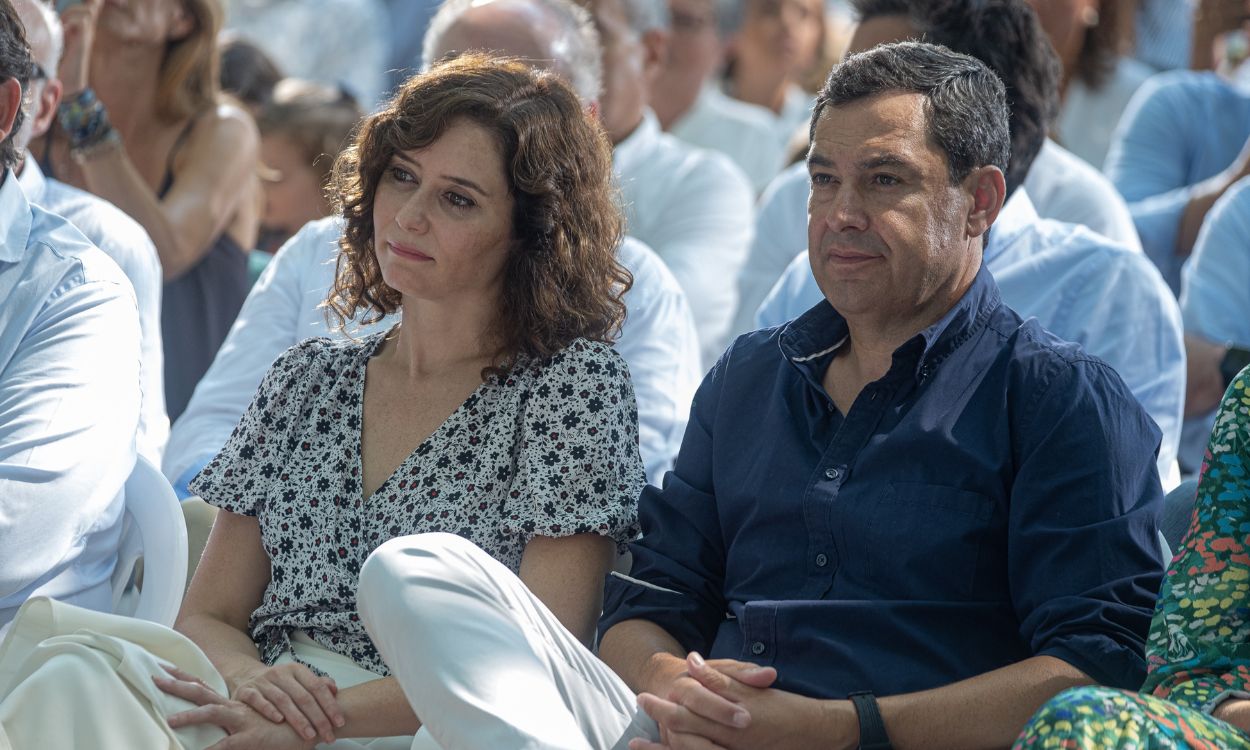 La presidenta de la Comunidad de Madrid y del Partido Popular madrileño, Isabel Díaz Ayuso, y el presidente de la Junta de Andalucía, Juan Moreno Bonillla. EP.