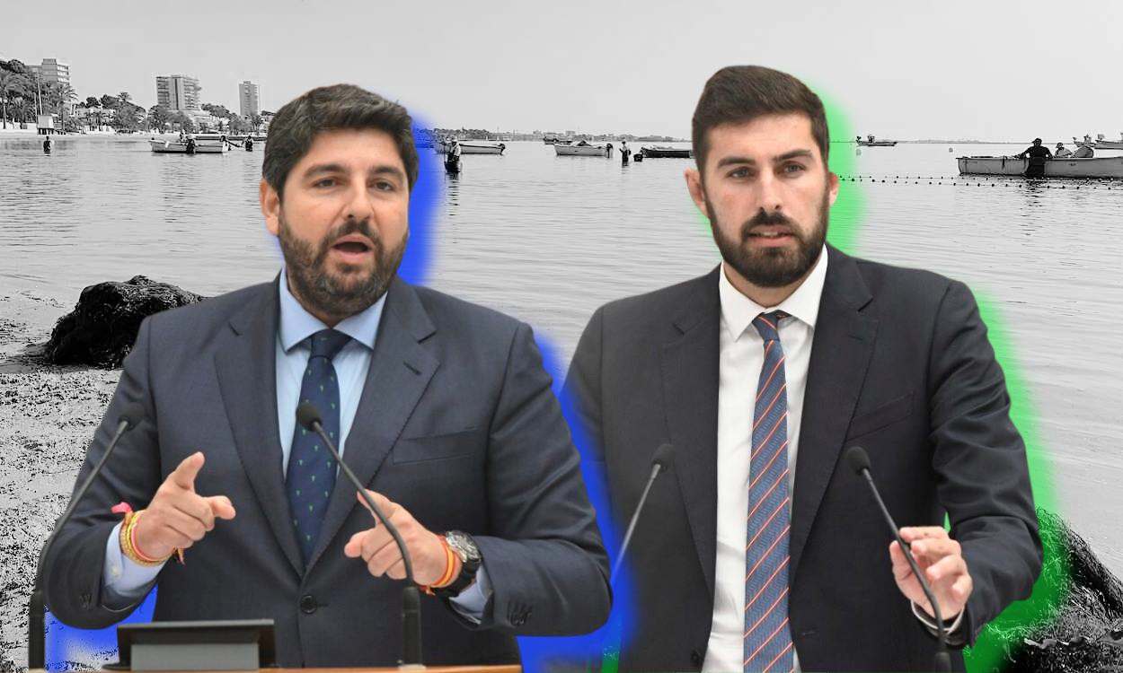 PP y Vox se alian en Murcia contra el Mar Menor (Fernando López Miras y José Ángel Antelo). Elaboración propia