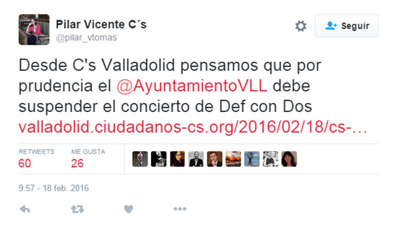 Ciudadanos pide cancelar un concierto de Def con Dos en Valladolid por “prudencia”