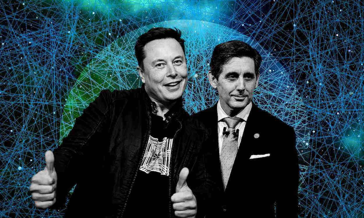 Elon Musk, CEO de SpaceX, y José María Álvarez Pallete, presidente de Telefónica. Elaboración propia