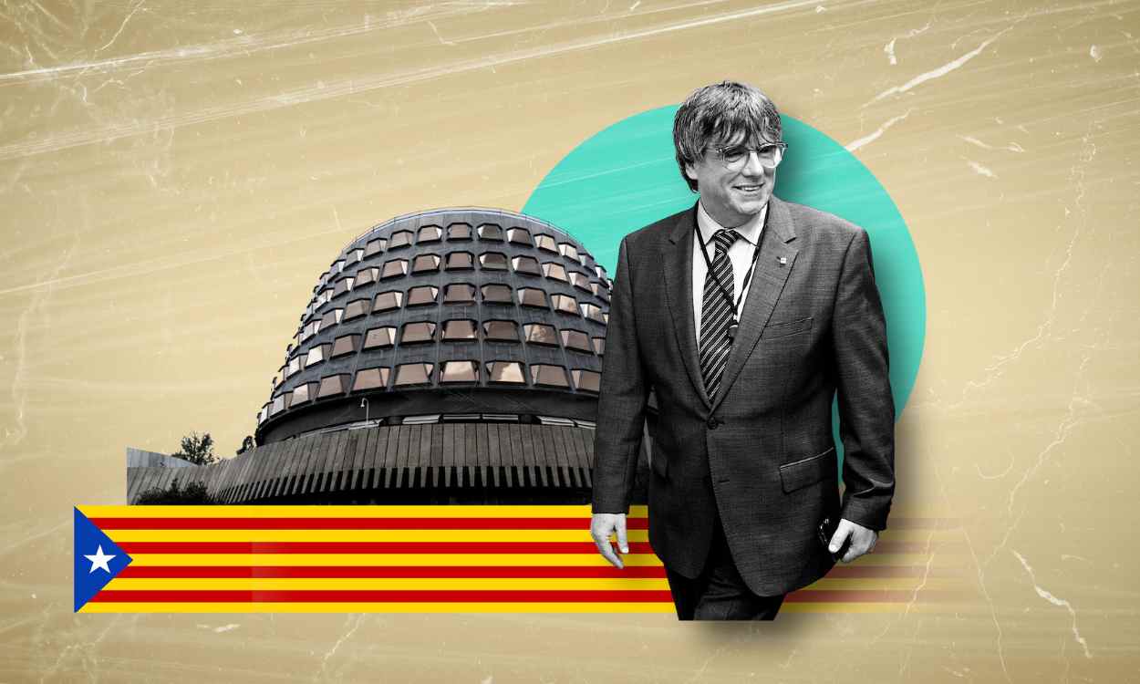 Carles Puigdemont y el Tribunal Constitucional de fondo. Elaboración propia