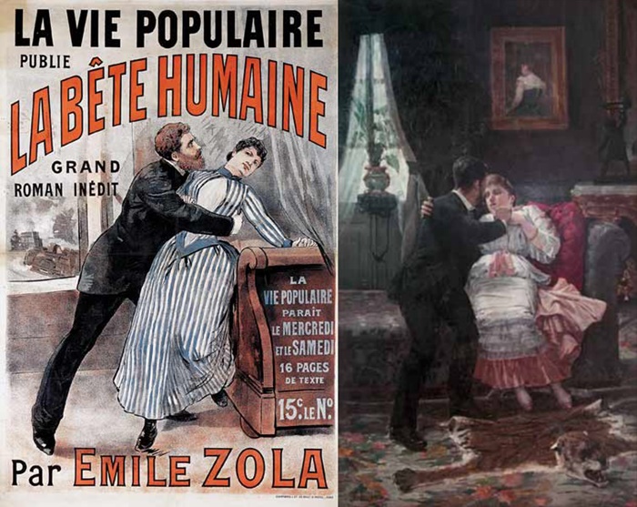 El cuadro Tentación parece claramente inspirado en la portada de la novela de Zola