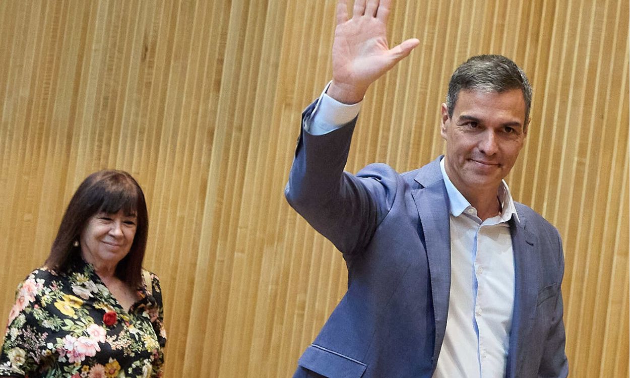 El presidente del Gobierno, Pedro Sánchez, en la sesión interparlamentaria del PSOE en el Congreso. EP