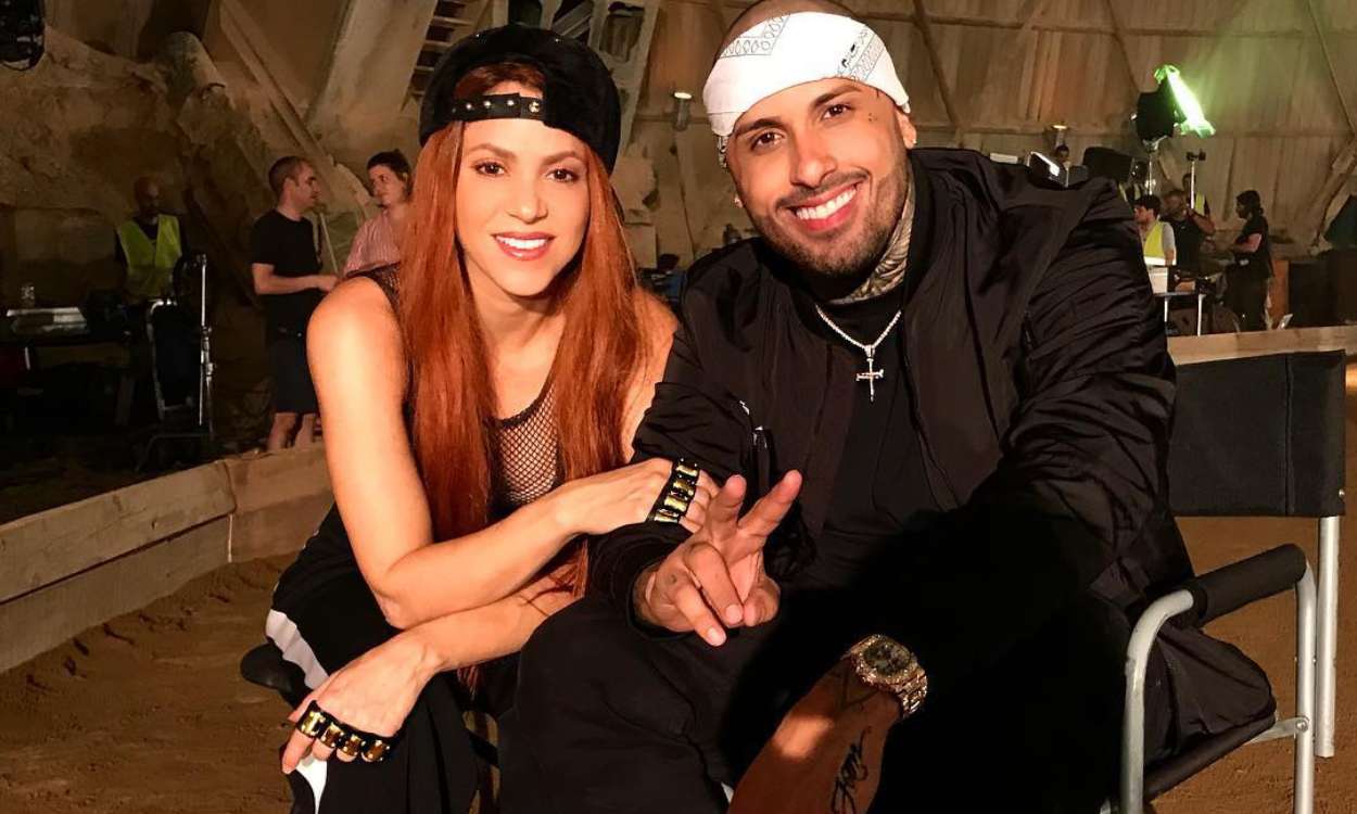 Shakira y Nicky Jam en el rodaje del videoclip de "Perro fiel"