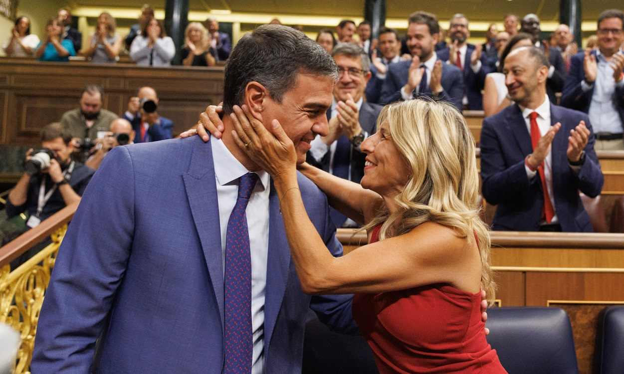 El líder del PSOE, Pedro Sánchez y la líder de Sumar, Yolanda Díaz en el Congreso. EP