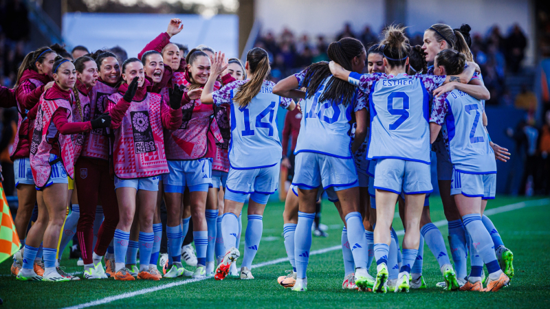 La alegría de las jugadoras de la selección en uno de los partidos del Mundial