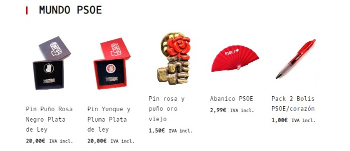 Productos de La Tienda PSOE. (2) Productos de La Tienda PSOE. (2)