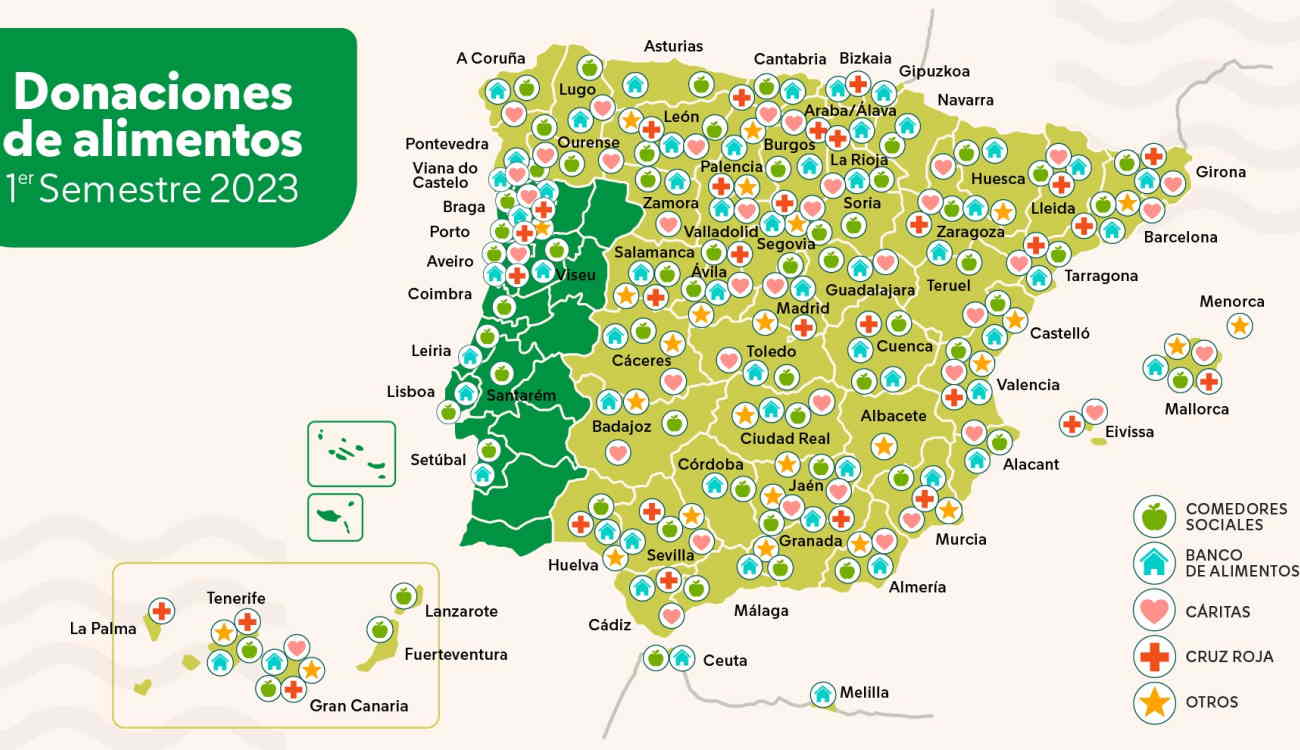 Mapa de donaciones de Mercadona.