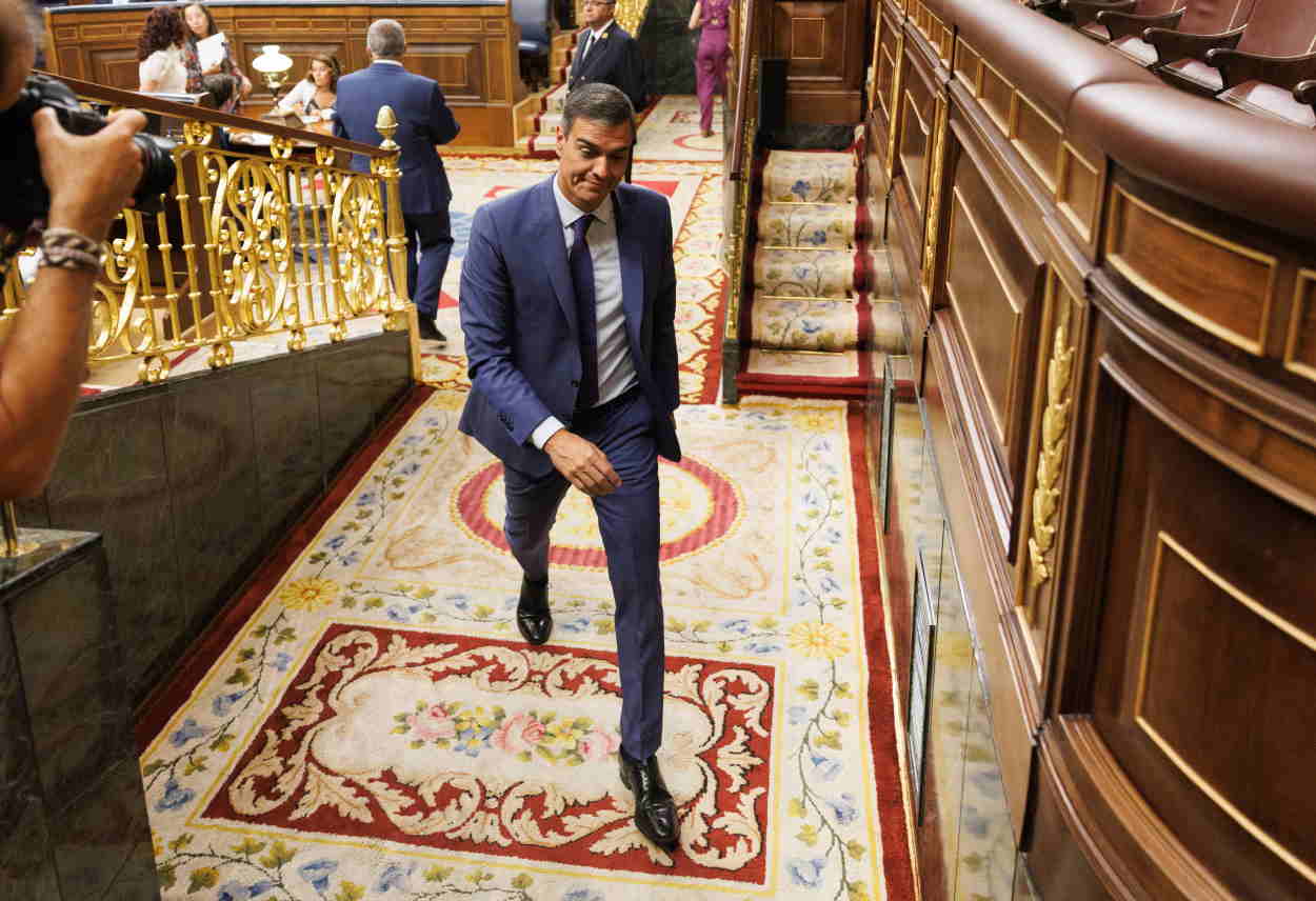 El presidente del Gobierno en funciones, Pedro Sánchez, durante la sesión constitutiva en el Congreso. EP