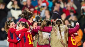 Las jugadoras españolas celebrando el pase a la final del Mundial. EP.