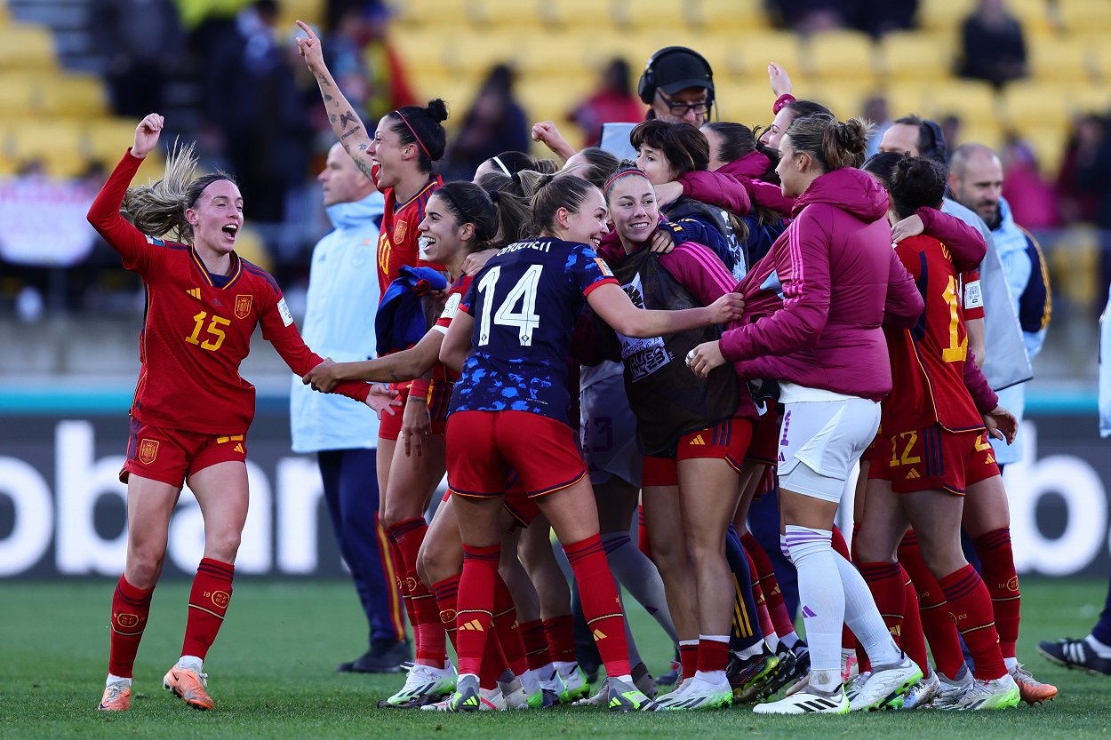 Las jugadoras españolas celebrando el pase a semifinales. EP.