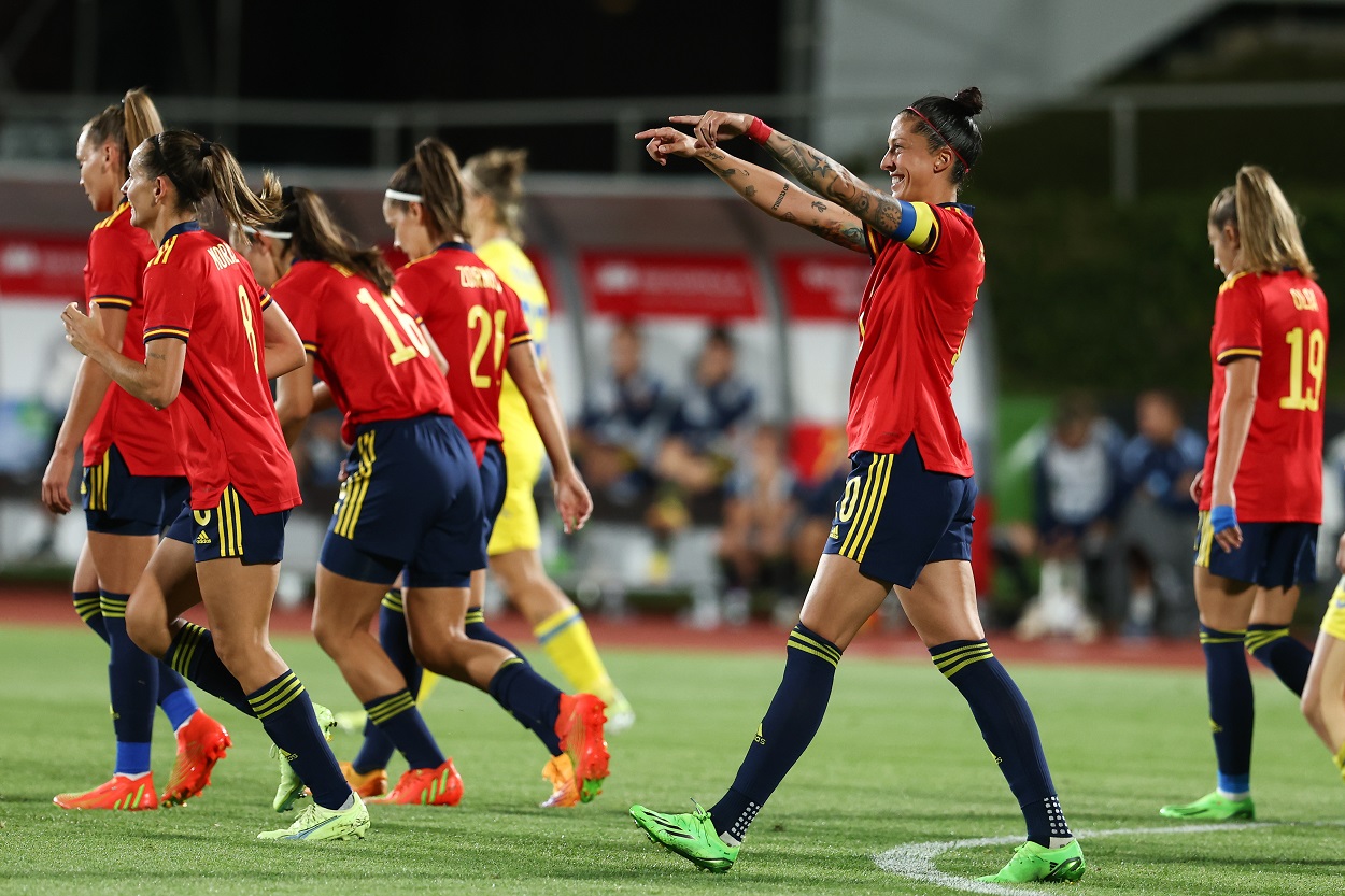 Jennifer Hermoso durante un partido con España, en una imagen de archivo. EP.