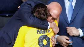 Luis Rubiales en un partido de fútbol femenino. EP