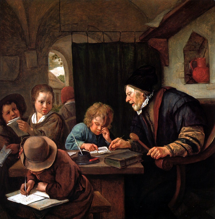 El severo profesor. Óleo de Jan Steen