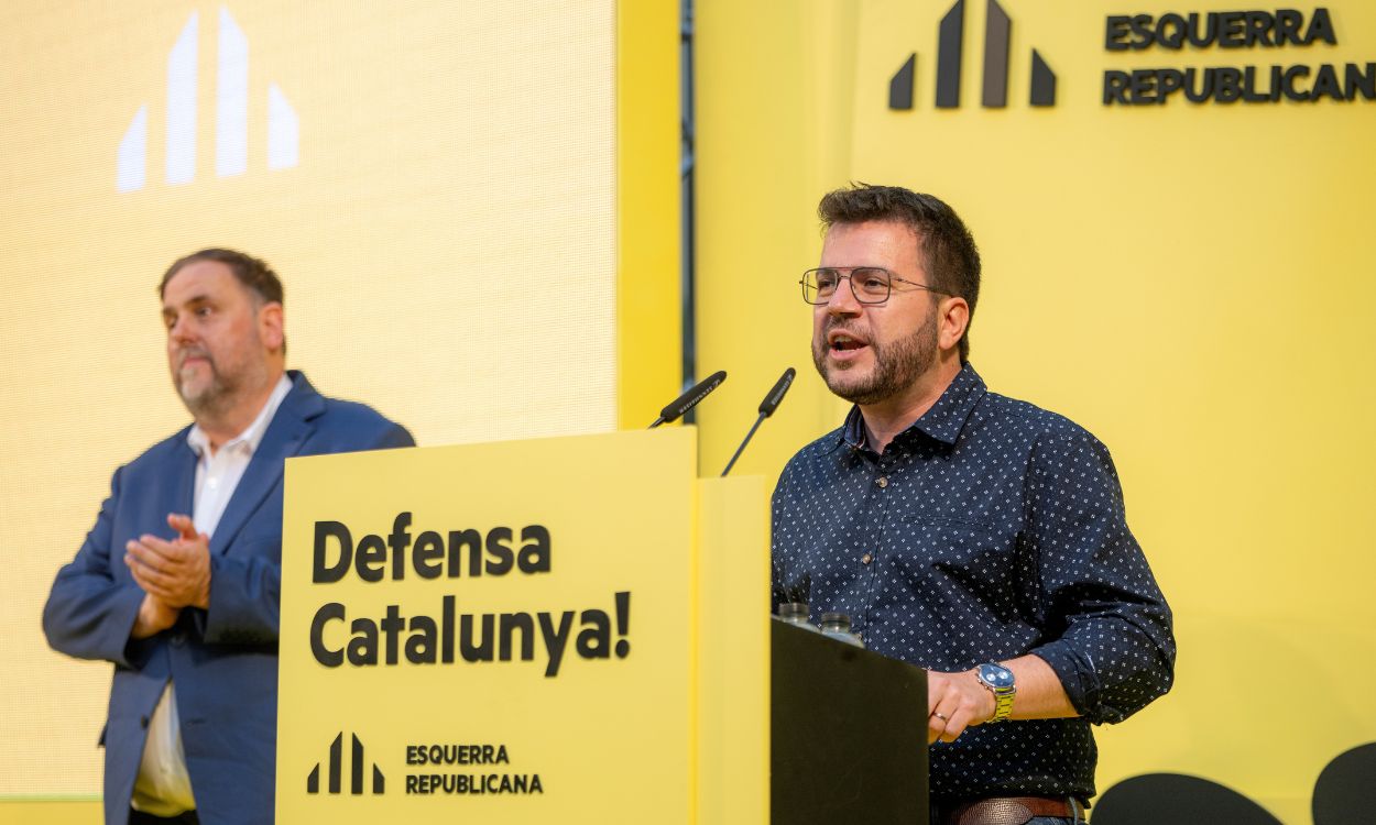 Acto de inicio de campaña de ERC para el 23J en Barcelona con Pere Aragonès y Oriol Junqueras. EP