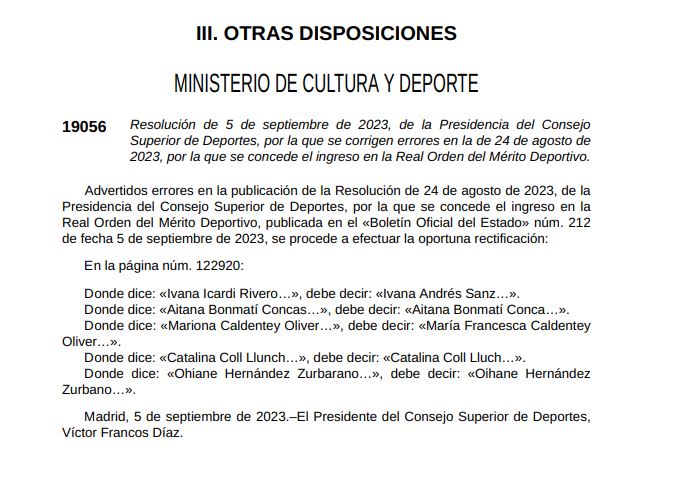 Disposición del BOE