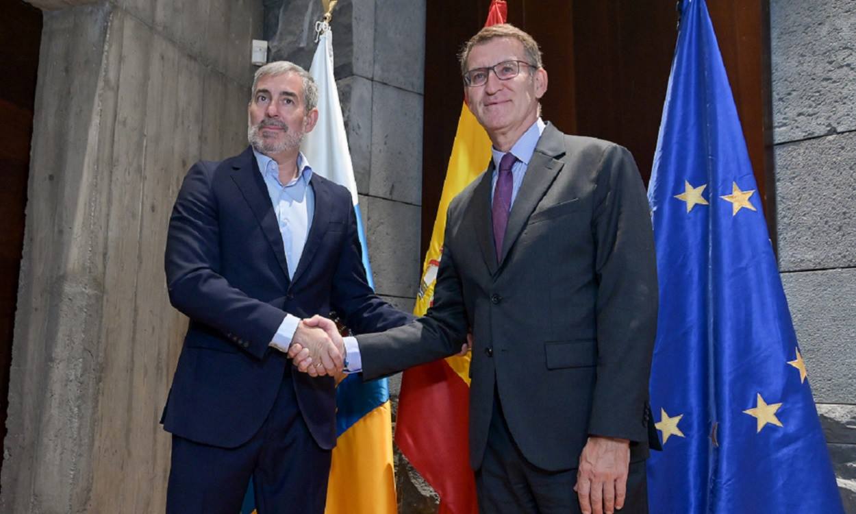 Fernando Clavijo, presidente de Canarias y Coalición Canaria, y Alberto Núñez Feijóo, líder del PP. EP
