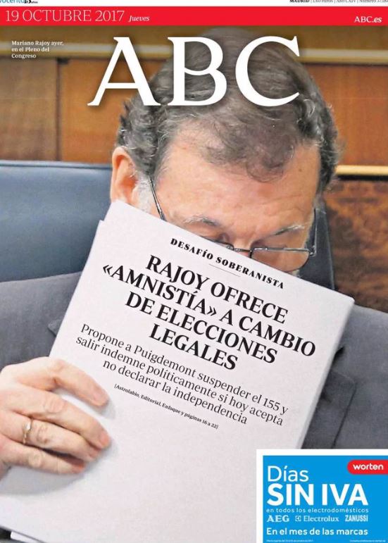 Recorte de la portada de ABC del 19 de octubre de 2017.