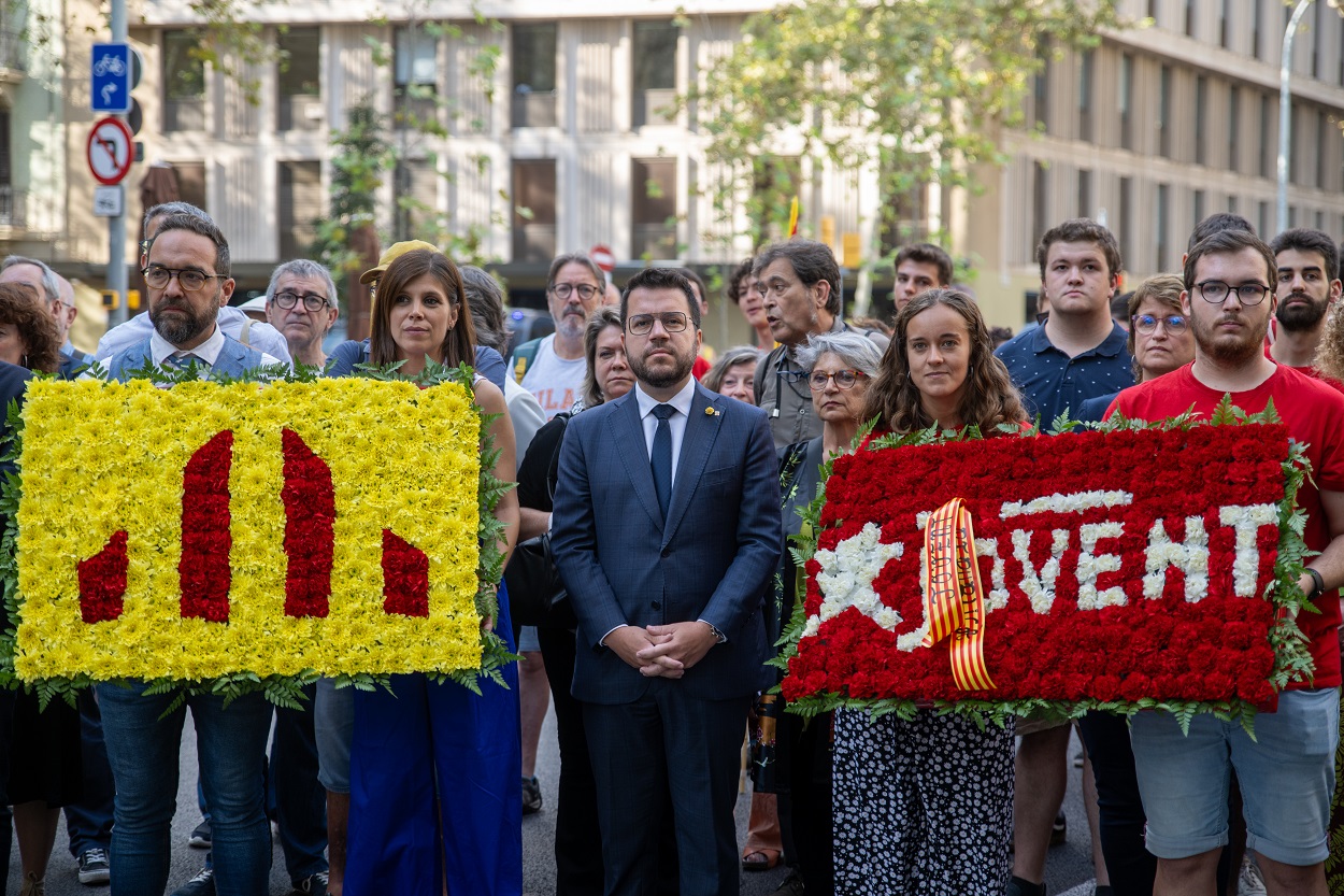 Pere Aragonès, presente en la ofrenda floral que da comienzo a La Diada. EP