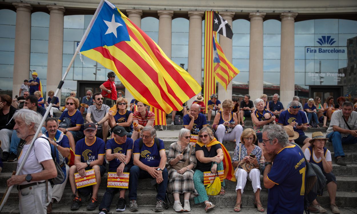 Varias personas se manifiestan en Cataluña en la Diada. EP.