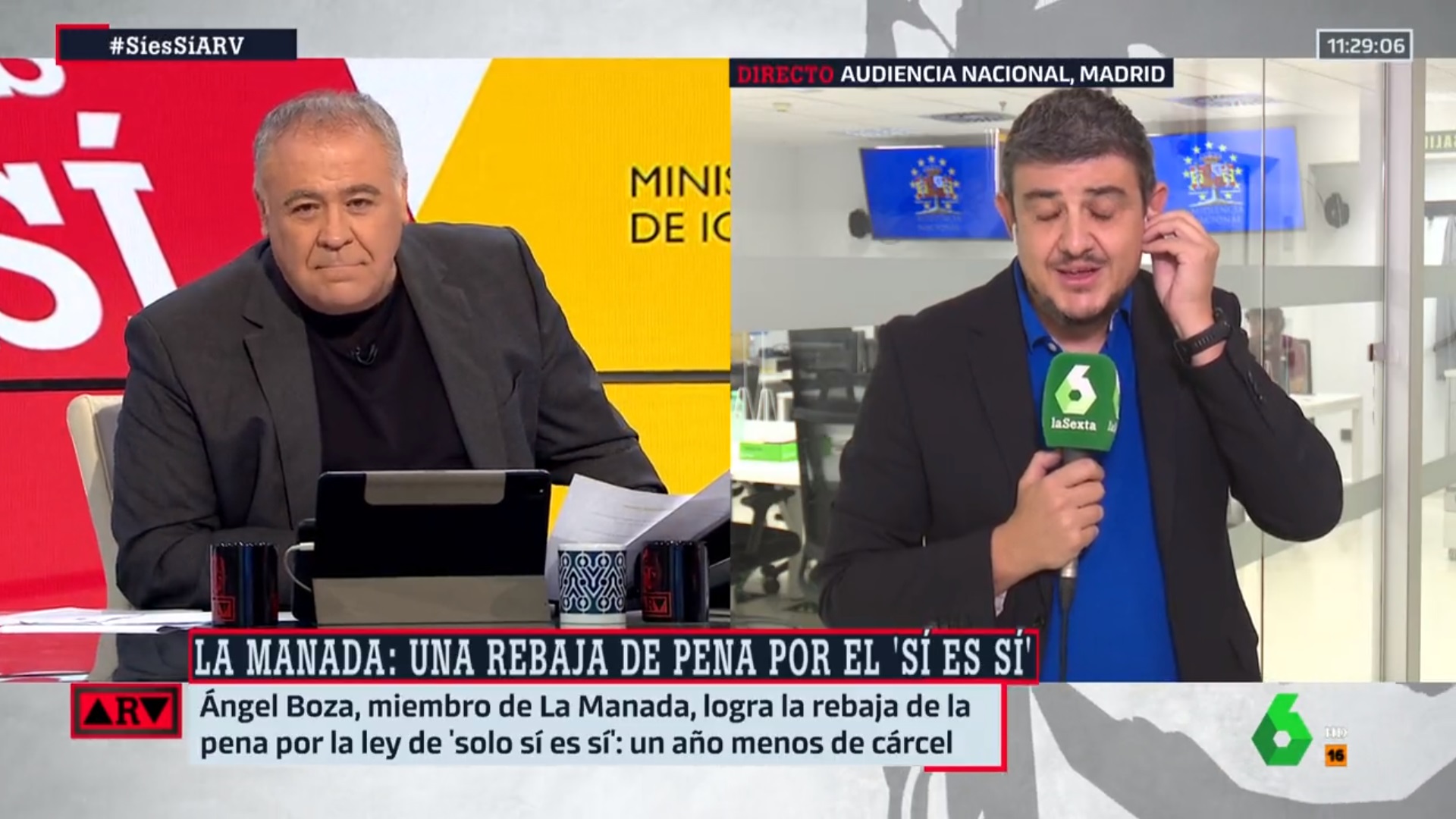 Antonio García Ferreras y Alfonso Pérez Medina en un directo en 'Al Rojo Vivo'. Atresmedia.
