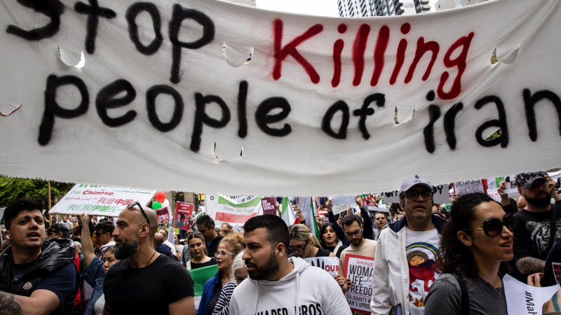 Imagen de archivo de una protesta del año pasado en Melbourne (Australia) en contra del régimen iraní. Imagen de archivo de una protesta del año pasado en Melbourne (Australia) en contra del régimen iraní.