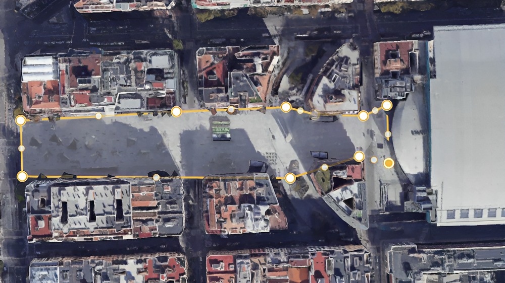 Aforo aproximado de Plaza de Felipe II. Google Earth. 