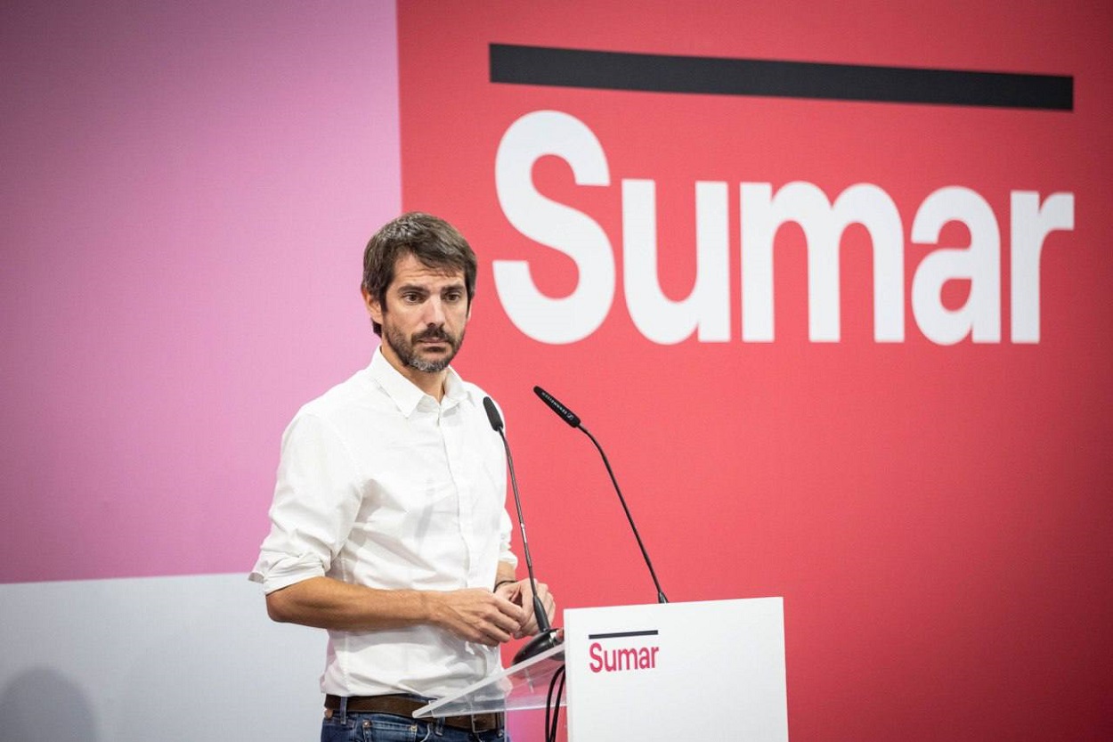 El portavoz de Sumar, Ernest Urtasun, en rueda de prensa. EP