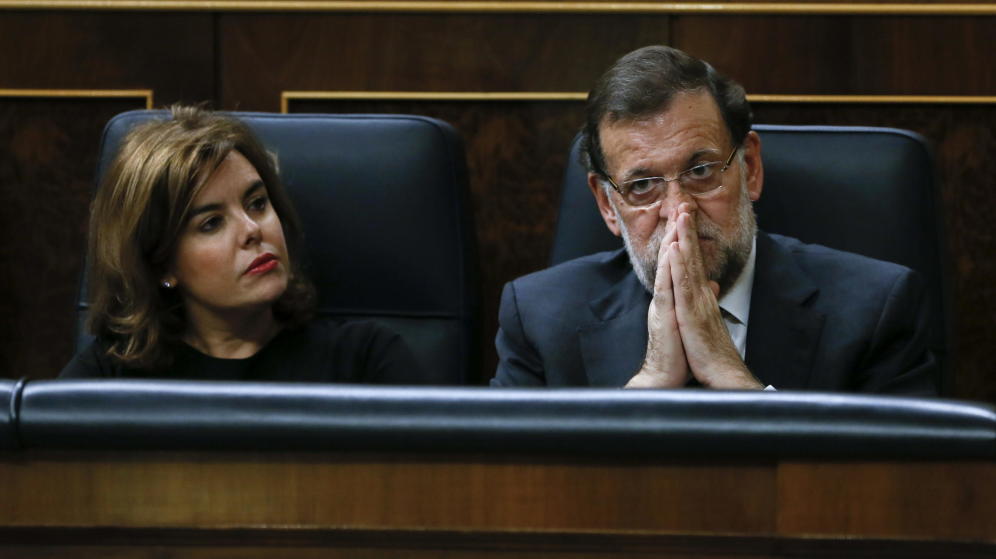 Mariano Rajoy y Soraya Saenz de Santamaría en el pleno del Congreso de los Diputados