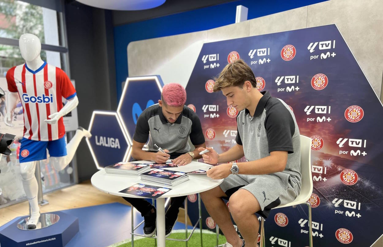 Yan Couto y Pablo Torre, jugadores del Girona FC, en el espacio de Movistar y LaLiga