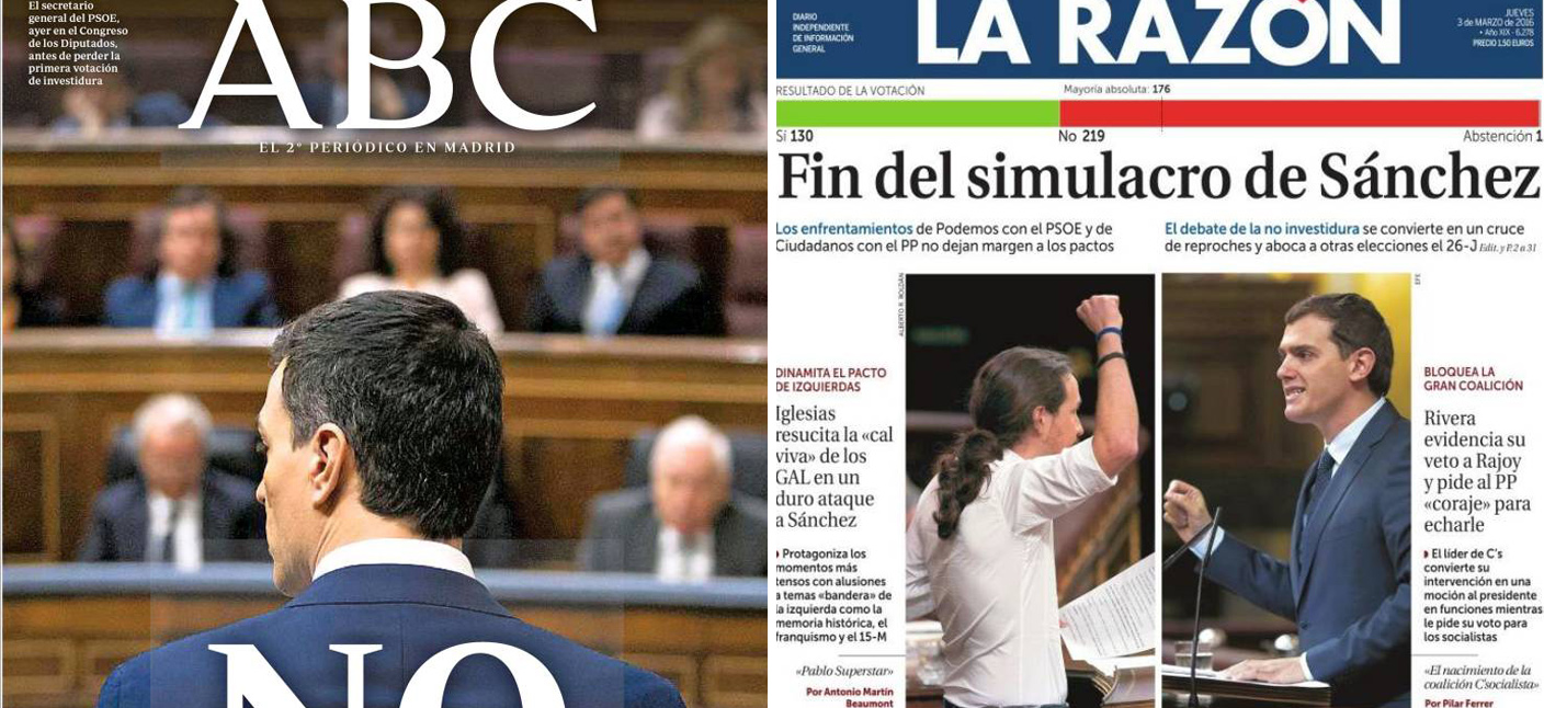 Portadas de 'ABC' y 'La Razón' del 3 de marzo de 2016
