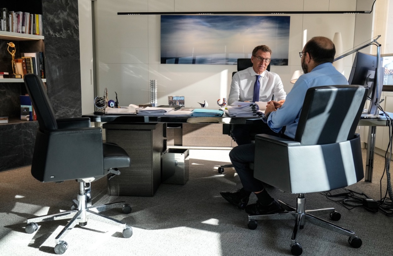 Feijóo, preparando el debate de investidura en Génova. PP