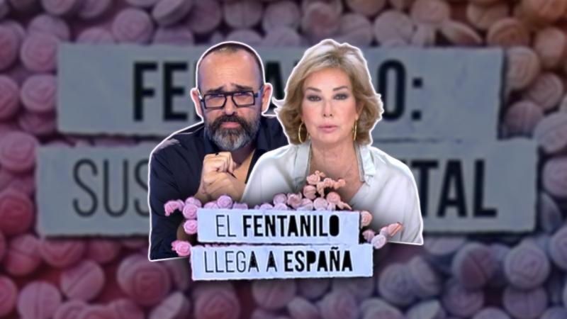 Alarma mediática ante la falsa llegada del fentanilo a España, con la crítica de Risto Mejide a Ana Rosa. Elaboración propia