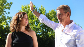 Isabel Díaz Ayuso, presidenta de la Comunidad de Madrid, y Alberto Núñez Feijóo, presidente del PP. EP