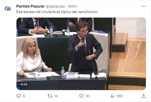 Captura de pantalla de un tuit del Partido Popular. Redes sociales. Captura de pantalla de un tuit del Partido Popular. Redes sociales.