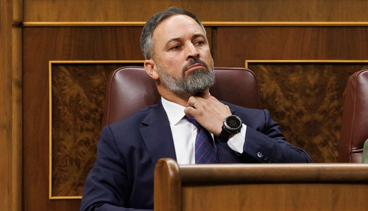 El líder de Vox, Santiago Abascal, en el Congreso de los Diputados. EP