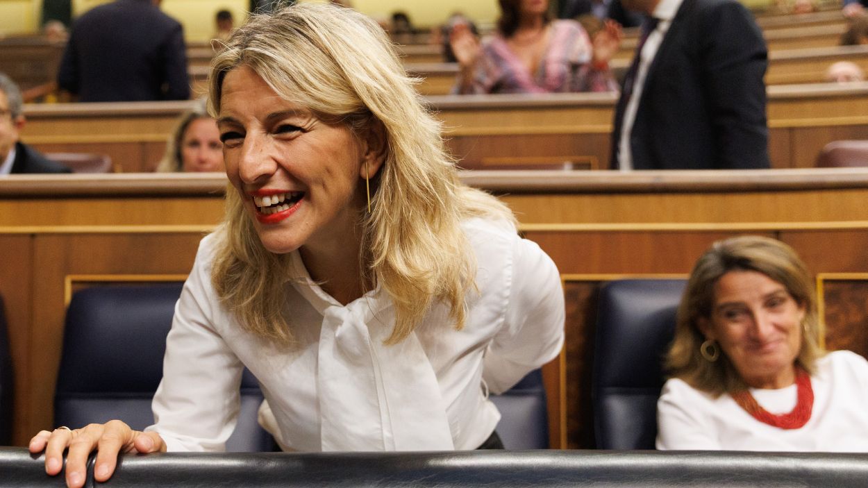 Yolanda Díaz, líder de Sumar, en el Congreso de los Diputados. EP.