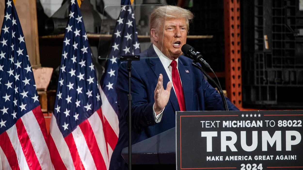 El expresidente de Estados Unidos, Donald Trump, durante un acto en Michigan. EP.