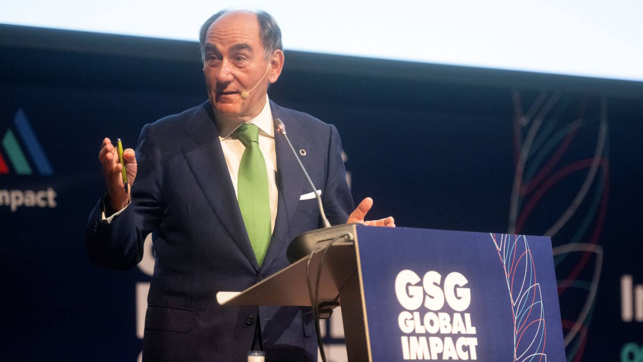 El presidente de Iberdrola, Ignacio Sánchez Galán, durante su intervención en el GSG Global Impact Summit