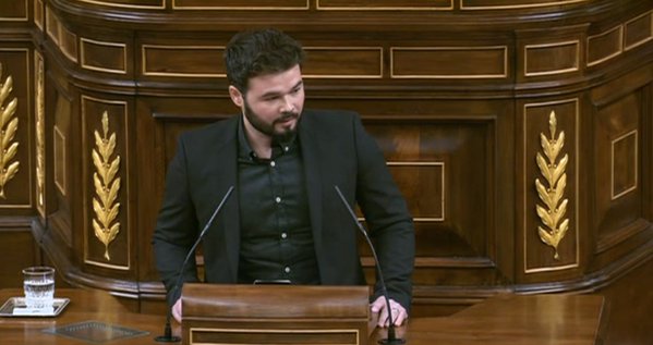 Gabriel Rufián en la tribuna del Congreso.