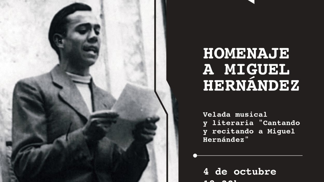 Cartel oficial del homenaje de Miguel Hernández en Torrelodones. Ayuntamiento de Torrelodones.