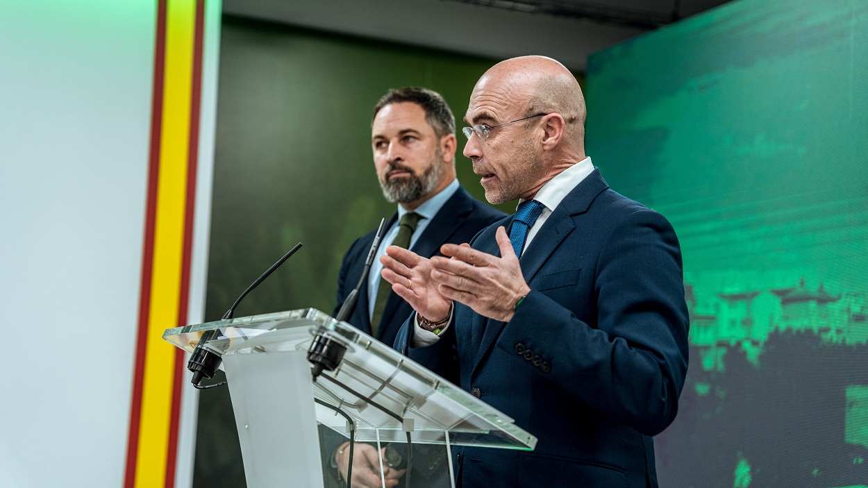 Santiago Abascal y Jorge Buxadé, líder y vicepresidente de Acción Política de Vox. EP