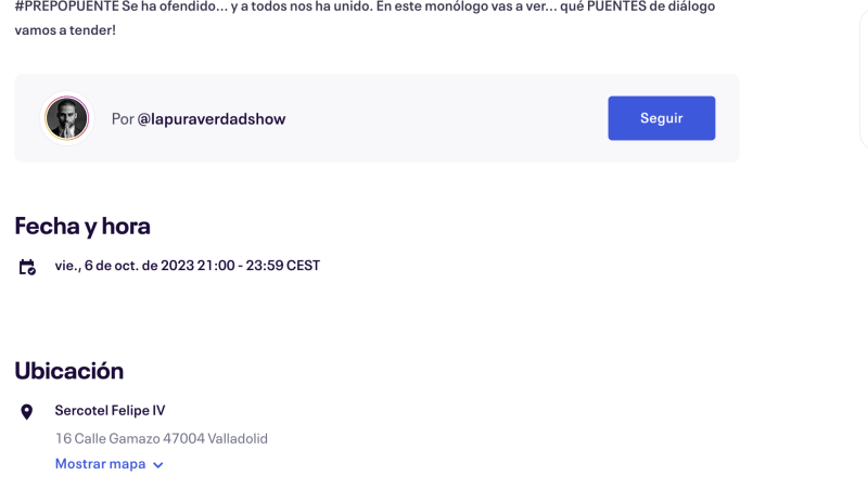 Pantallazo de la venta de entradas de Lucas Burgueño. EP Pantallazo de la venta de entradas de Lucas Burgueño. EP