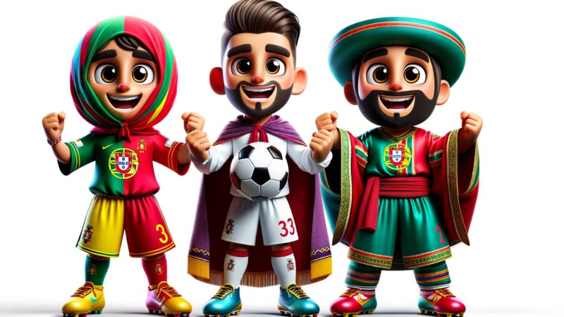 Hermanos de Portugal, España y Marruecos como mascota para el Mundial 2030