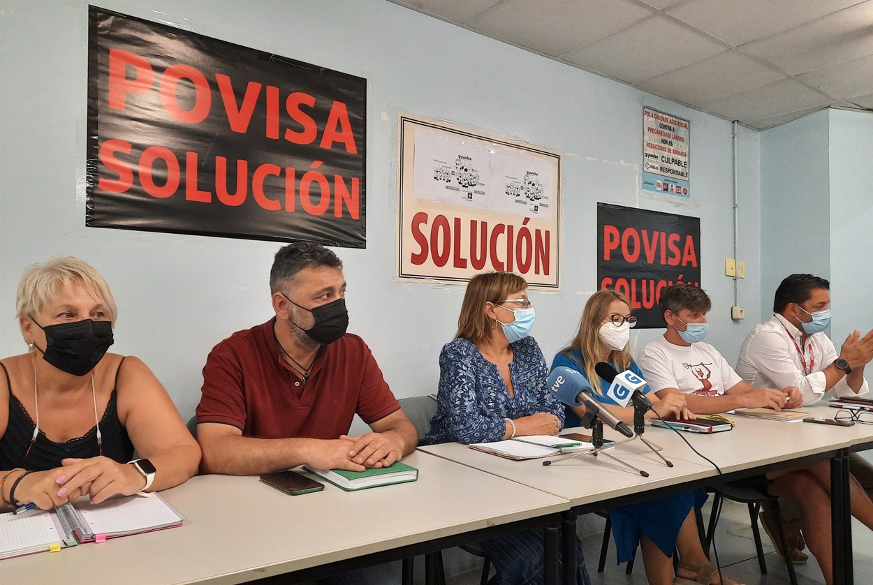 Momento de la rueda de prensa del comité de empresa de POVISA con motivo de la venta del hospital en 2022 (Foto: Europa Press).