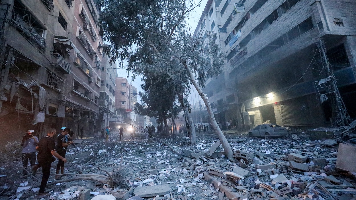 Imagen de Gaza tras los ataques aéreos del Ejército israelí en respuesta al golpe de Hamás. EP
