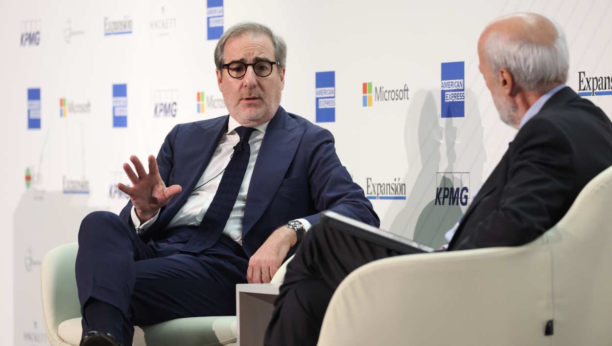 El CEO de Banco Santander, Héctor Grisi, durante su intervención en el foro organizado por Expansión y KPMG. EP